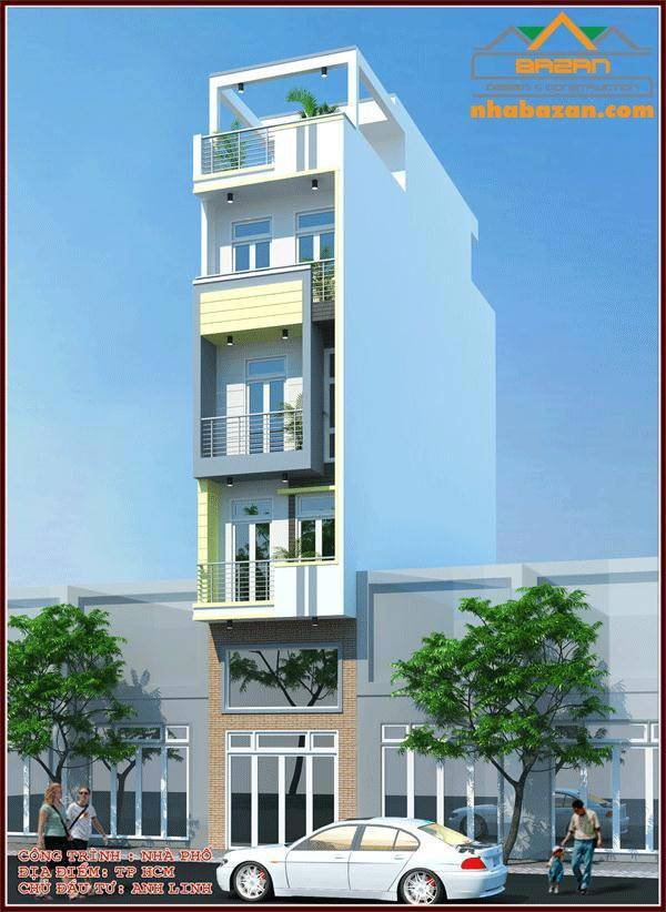 Thiết kế nhà phố 5 tầng đẹp 2017 Thiết kế nhà phố 5 tầng đẹp