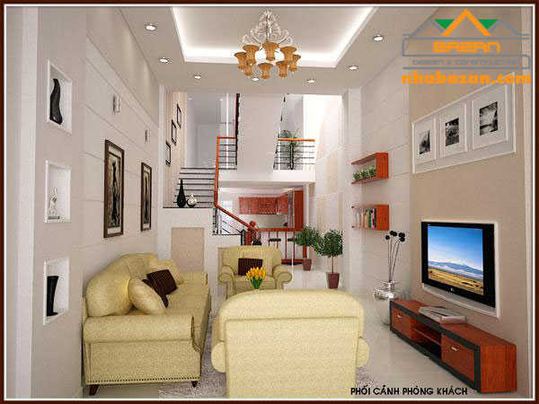 Thiết kế nhà phố 1 trệt 2 lầu sân thượng đẹp 2017